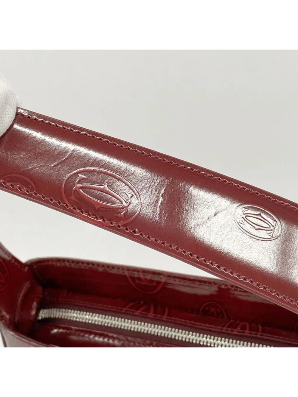 Cartier Handbag Happy Birthday Leather Bordeaux Silver